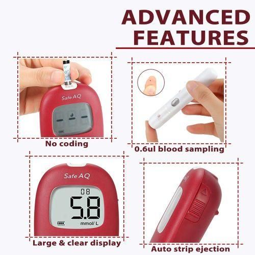 Sinocare Safe AQ Glucometer 100 Test Strs 100 Lancets Exact Blood Glucose Meter Diabetes