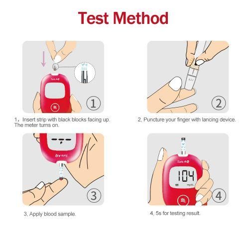Sinocare Safe AQ Glucometer 100 Test Strs 100 Lancets Exact Blood Glucose Meter Diabetes