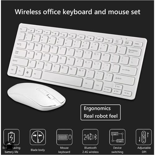 Ultra Thin 2.4G Wireless Keyboard And Mouse -White