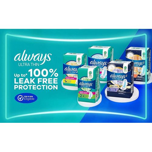 Always Ultra-Thin Feminine Pads, Size 2 Long Super Absorbency, With Wings, Unscented, 58 Count