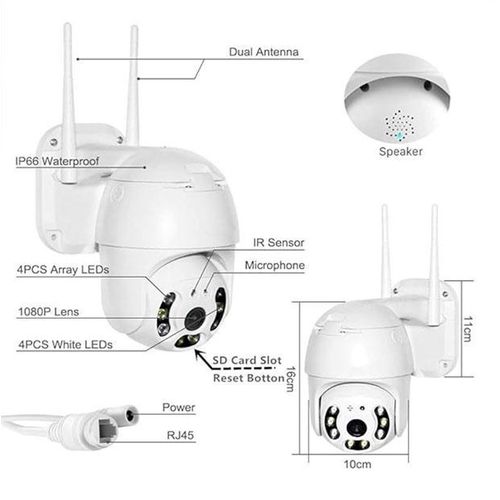 Smart WiFI Camera With IP Real Time Viewing, CCTV HD Voice Speaker, - White,