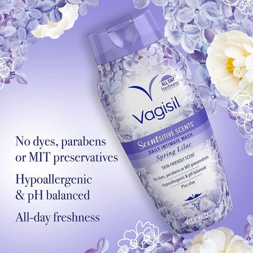 Vagisil Scentsitive Scents Feminine Wash Ph Balanced And Gynecologist Tested, Spring Lilac, 12oz