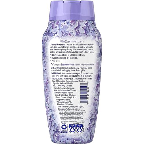 Vagisil Scentsitive Scents Feminine Wash Ph Balanced And Gynecologist Tested, Spring Lilac, 12oz