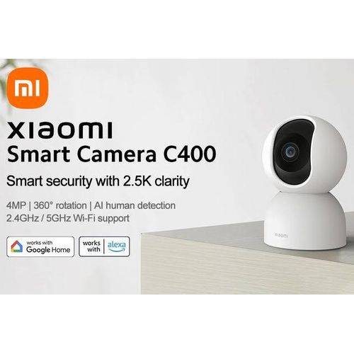 XIAOMI Smart Camera C400, 4MP, 360&deg; Rotation, AI Human Detection, 2.4GHz / 5GHz Wi-Fi Support, White