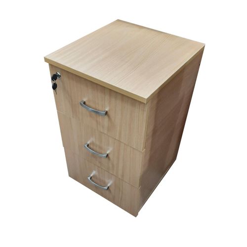 Durable Moving Drawer,3 Lockers Central Lock, Wooden Storage Drawer-Beech