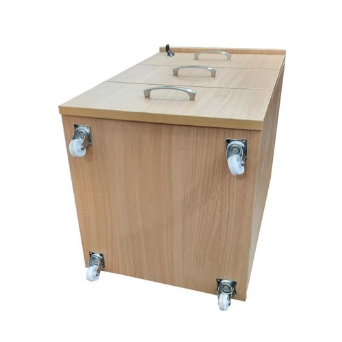 Durable Moving Drawer,3 Lockers Central Lock, Wooden Storage Drawer-Beech