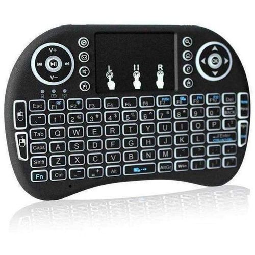 RGB Mini Wireless Backlit Keyboard with Touchpad For Smart Tv And Tablet - Black