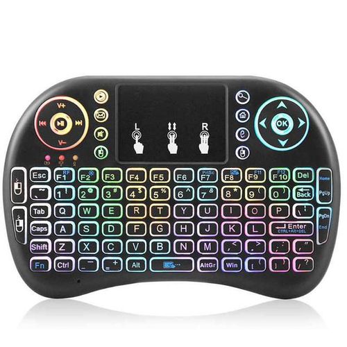 RGB Mini Wireless Backlit Keyboard with Touchpad For Smart Tv And Tablet - Black
