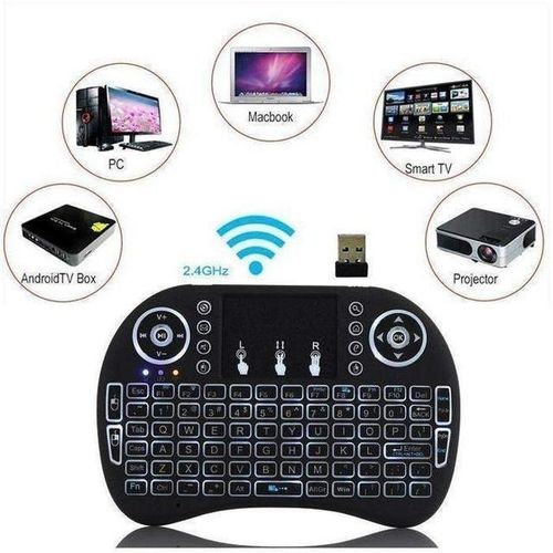 RGB Mini Wireless Backlit Keyboard with Touchpad For Smart Tv And Tablet - Black