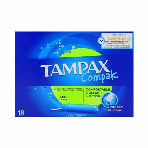 Tampax Compak Super Tampons With Applicator, Leak Protection And Discretion, Super Absorbent, 18 Tampons