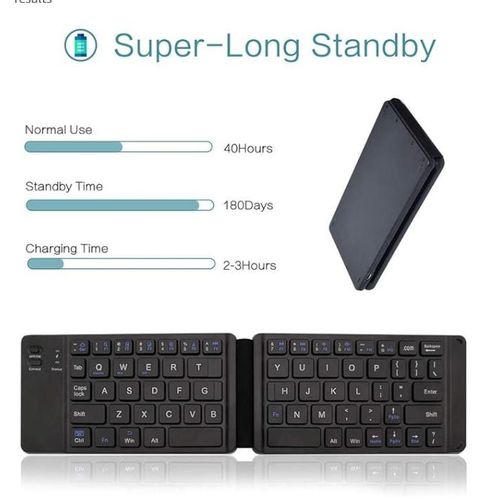 Foldable Rechargeable  - Bluetooth Keyboard 3.0,  - Black,