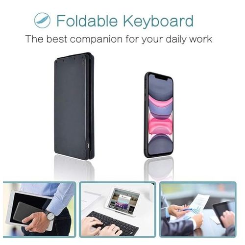 Foldable Rechargeable  - Bluetooth Keyboard 3.0,  - Black,