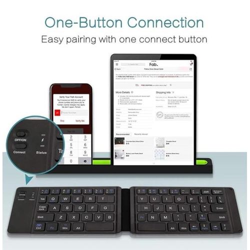 Foldable Rechargeable  - Bluetooth Keyboard 3.0,  - Black,
