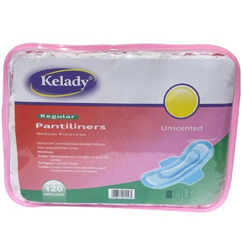 Kelady Daily Pantyliner, Regular Length, Unscented, 120 Pieces, 1 Pack