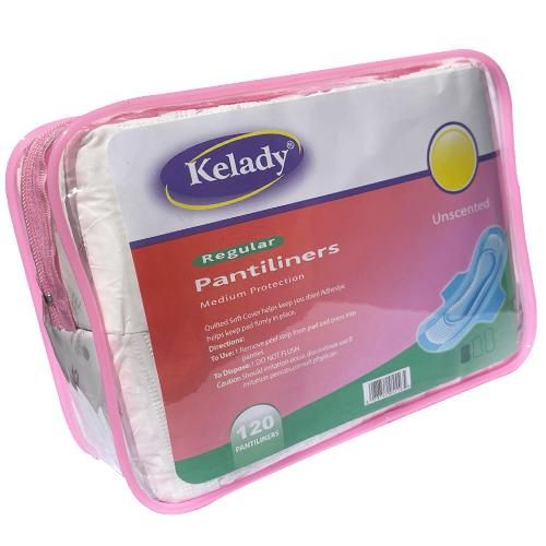 Kelady Daily Pantyliner, Regular Length, Unscented, 120 Pieces, 1 Pack