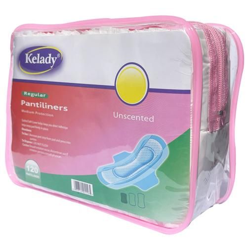 Kelady Daily Pantyliner, Regular Length, Unscented, 120 Pieces, 1 Pack