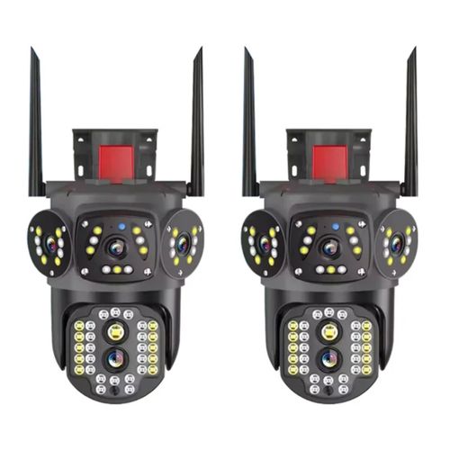 Hd CCTV Camera Outdoor Wireless 1080P Dual Lens 4G Connect to Cellphone Security Camera- Black