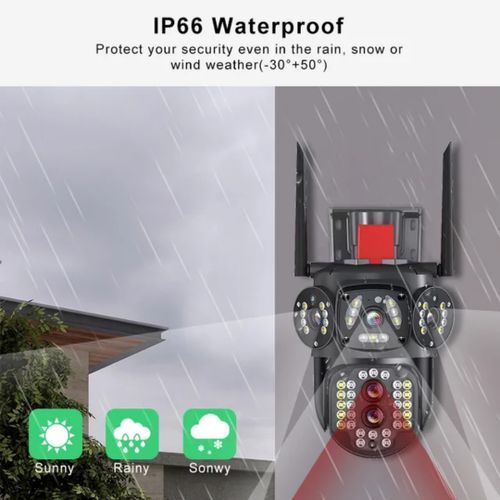 Hd CCTV Camera Outdoor Wireless 1080P Dual Lens 4G Connect to Cellphone Security Camera- Black