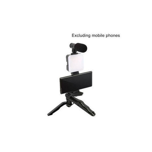 Vlog video production kit with tripod LED fill light mobile phone clip holder
