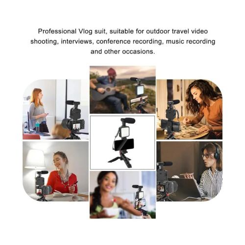 Vlog video production kit with tripod LED fill light mobile phone clip holder