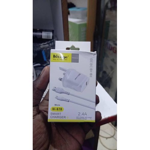 Hitage Premium Micro Ui-678 Smart Hitage Charger 2.4A Output Multi Color Includes Oraimo Earphones /Headsets (Perfect Combo)