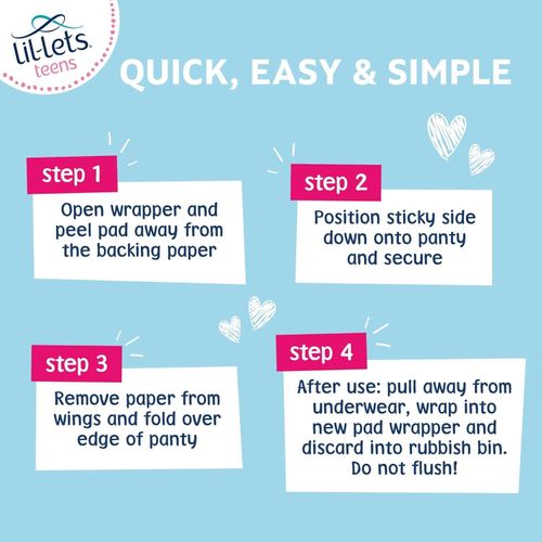 Lil-Lets Teens First Period Day Sanitary Towels For Girls & Teenagers, For Light To Medium Flow, Soft & Breathable, 14 Pads