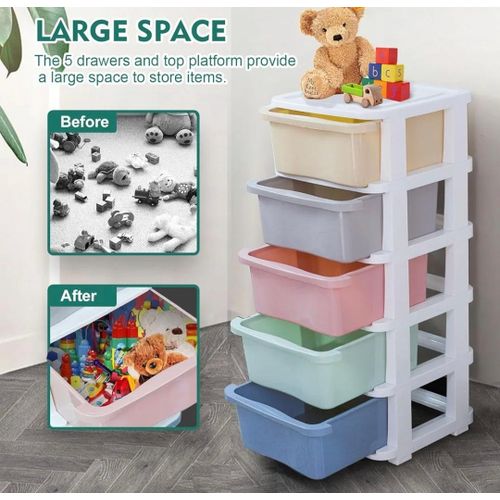 5-Layer Plastic Drawer Storage Organizer, 35x35x84cm, Multi-Purpose Cabinet with  for Kitchen, Living Room, Bedroom, Bathroom, and Office