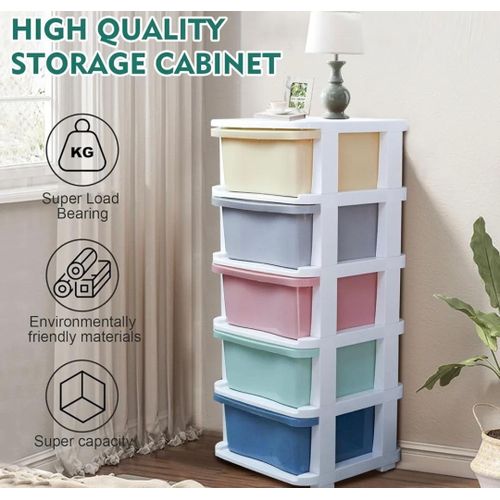 5-Layer Plastic Drawer Storage Organizer, 35x35x84cm, Multi-Purpose Cabinet with  for Kitchen, Living Room, Bedroom, Bathroom, and Office