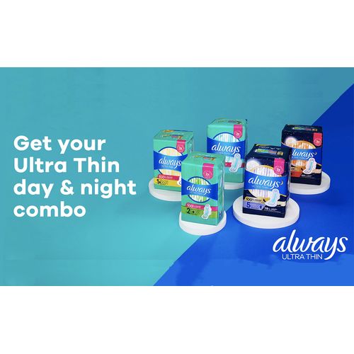 Always Ultra-Thin Pads For Women, Size 3, Extra Long Super Absorbency With Wings, 52 Count