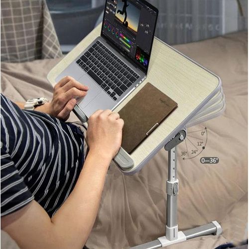 Multifunctional Laptop Bed Table, Sturdy With Adjustable Legs, - Brown,