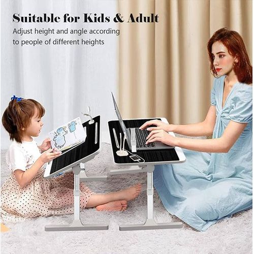 Multifunctional Laptop Bed Table, Sturdy With Adjustable Legs, - Brown,