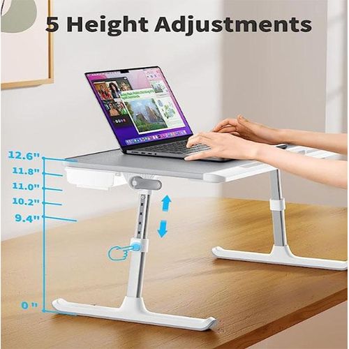 Multifunctional Laptop Bed Table, Sturdy With Adjustable Legs, - Brown,