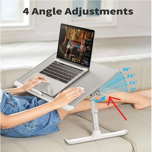 Multifunctional Laptop Bed Table, Sturdy With Adjustable Legs, - Brown,