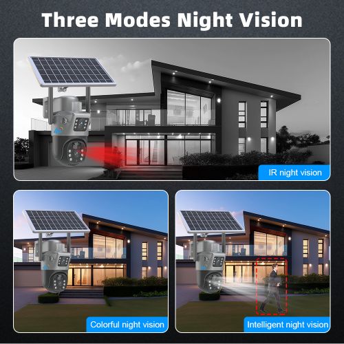 Solar-Powered Dual Lens Security Camera 4MP- CCTV Camera- Gray