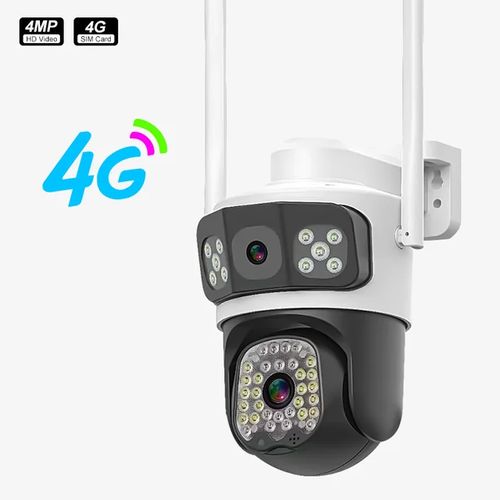 4G Security Surveillance Camera- Dual Lens- 4MP Clear Pics- white