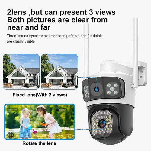 4G Security Surveillance Camera- Dual Lens- 4MP Clear Pics- white