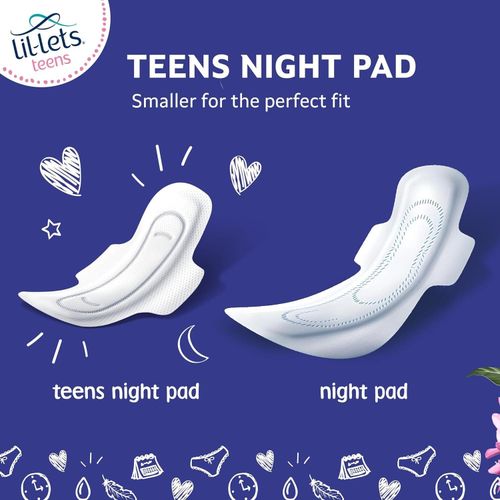 Lil-Lets Teens Night Pads With Wings - 1 Pack Of 10 Petite Pads