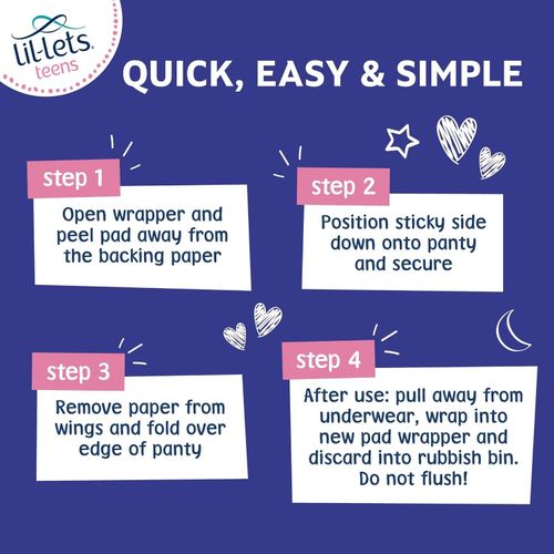 Lil-Lets Teens Night Pads With Wings - 1 Pack Of 10 Petite Pads