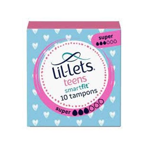 Lil-Lets Teens Non-Applicator Super Tampons For Medium to Heavy Flow, Pack of 10