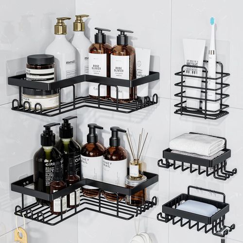 Bathroom 5pcs Shower Caddy Organizer Set - Black