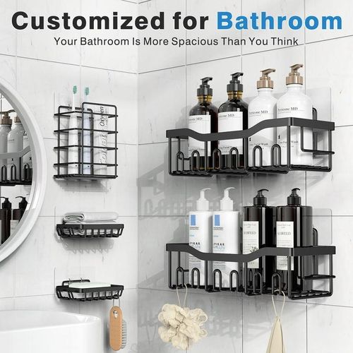Bathroom 5pcs Shower Caddy Organizer Set - Black