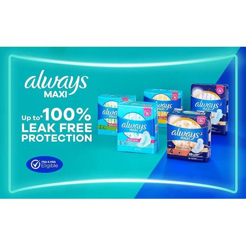 Always Maxi Overnight Pads With Flexi-Wings, Extra Heavy Unscented, Size 5 (24 ct)