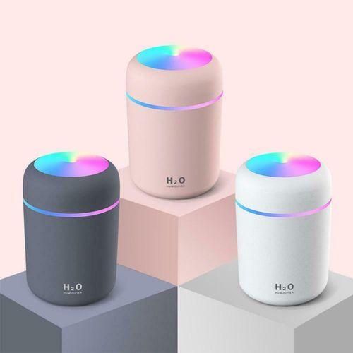 Portable Colorful Mini H2o Humidifier- Essential Oil Diffuser, 300 Ml USB Air For Bedroom, Car, Office, Desktop With Light & 2 Mist Modes - Multicolors