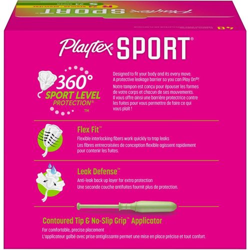 Playtex Sport Tampons, Multipack (24ct Regular/24ct Super Absorbency), Fragrance-Free - 48ct