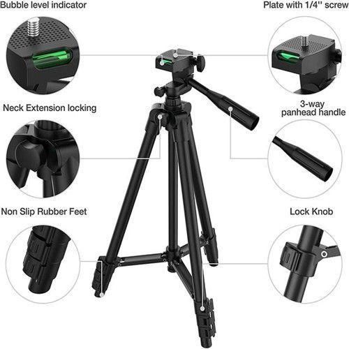 Extendable Smart Phone Camera Tripod Stand Selfie Holder - silver
