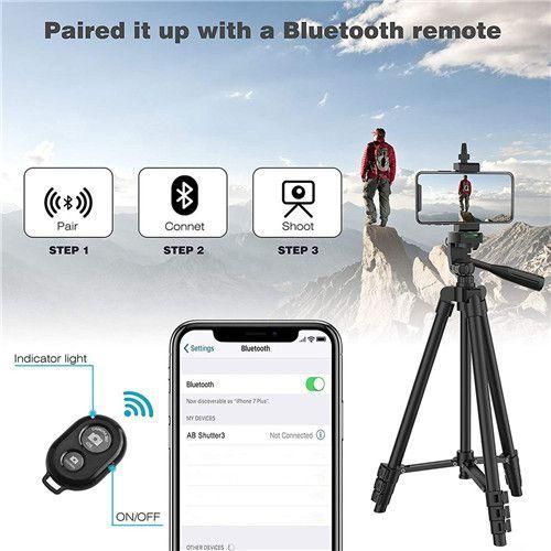 Extendable Smart Phone Camera Tripod Stand Selfie Holder - silver