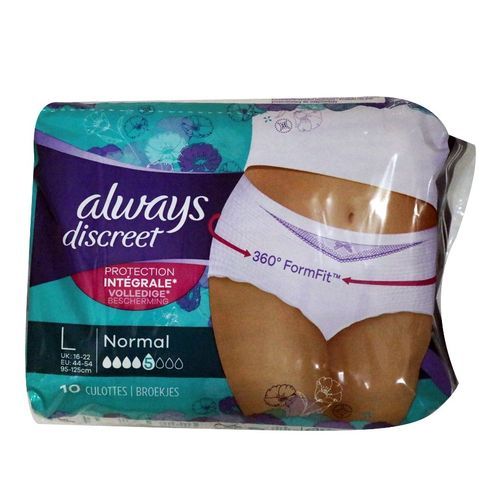 Always Discreet Incontinence Pants, Large, Normal, Dress Size 16-22, For Sensitive Bladder, 10 Pants