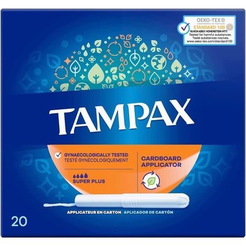 Tampax Super Plus Tampons Applicator Cardboard, 20 Each