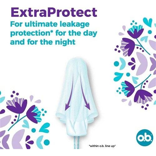 o.b. Extraprotect Super Tampons With Dynamic Fit Technology And Extra Protection Wings For Ultimate Leak Protection, 42 Tampons