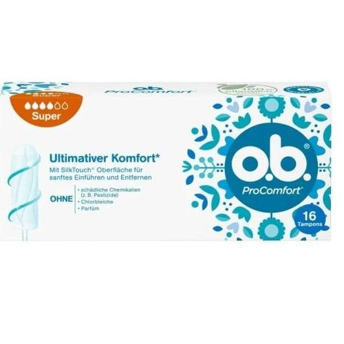 o.b. Procomfort Super Tampons For Heavier Menstrual Days, With Dynamic Fit Technology For Comfort And Reliable Protection, 16 Tampons